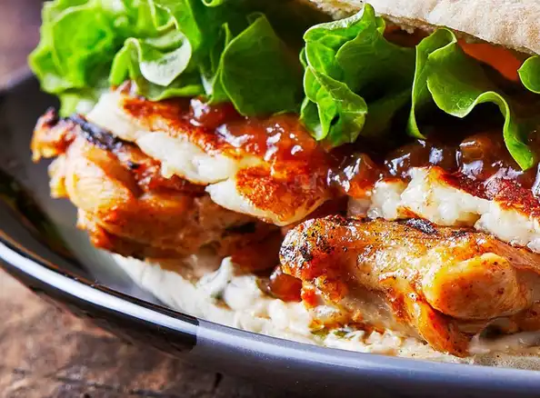 Grilled PERi-PERi Chicken Pitta and Rainbow Slaw