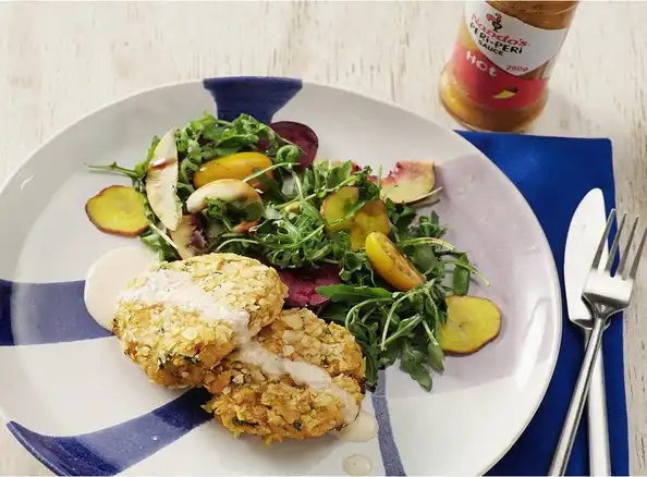 Salmon and Sweet Potato
PERi-PERi Fishcakes and Yogurt