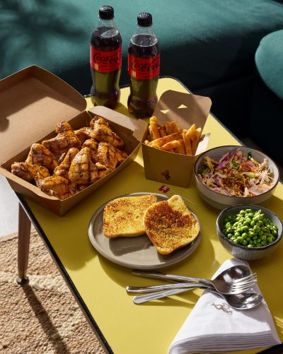 Nando's XL Wing Bundle, PERi Chips, Garlic Bread and Two Cokes